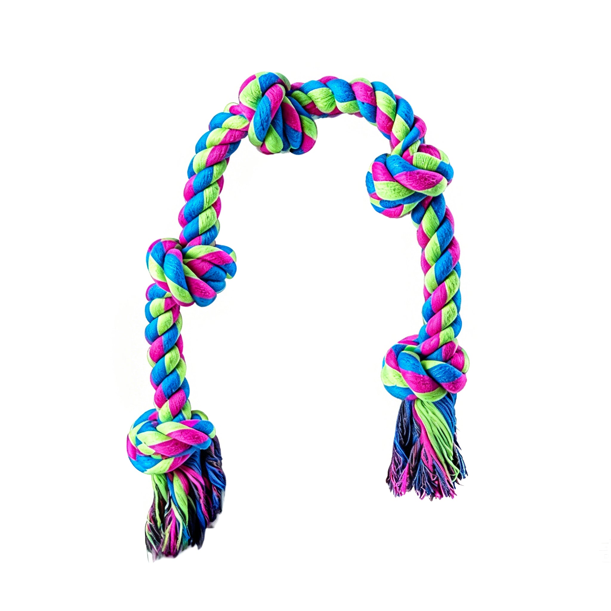 Pink Green Blue Dog Bite Resistant 5-Knot Cotton Rope Toy