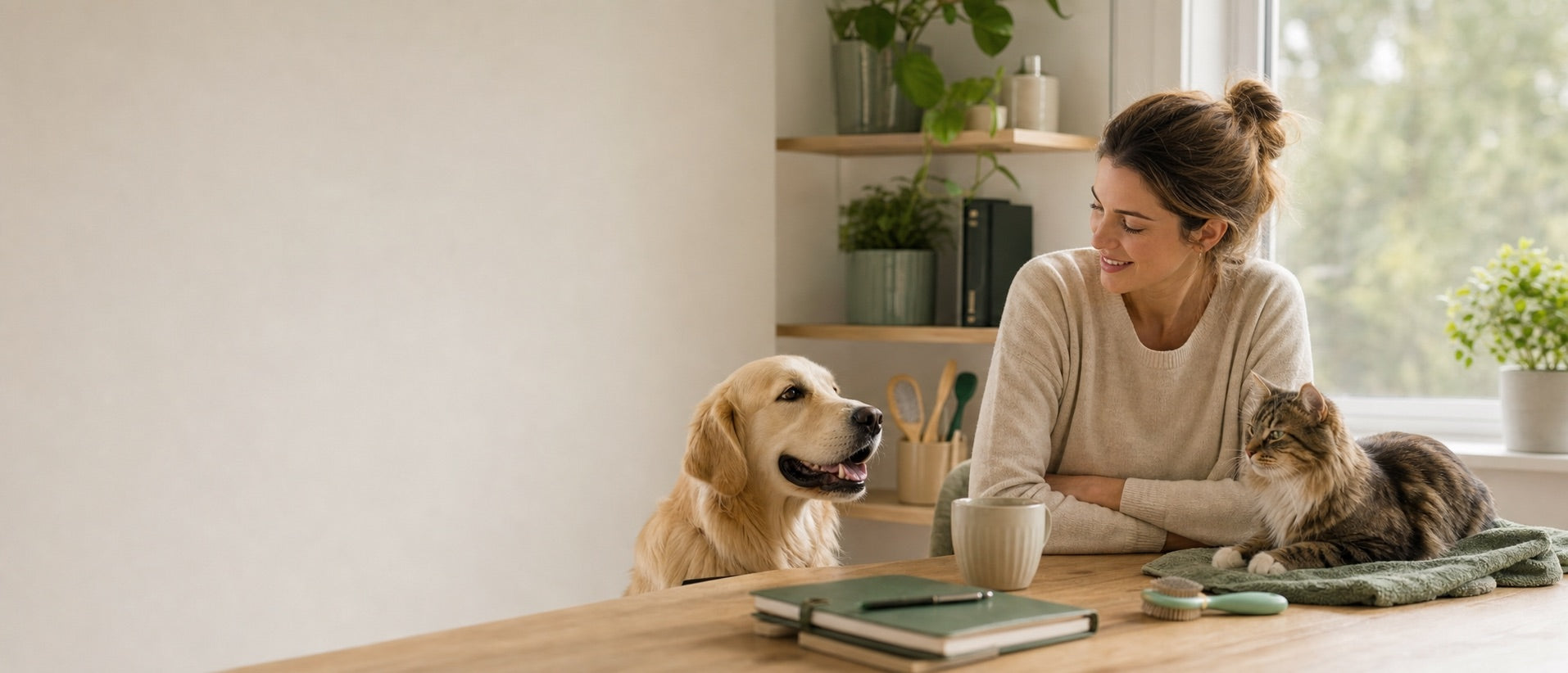 LUNIRO founder-led pet care in a warm professional home setting