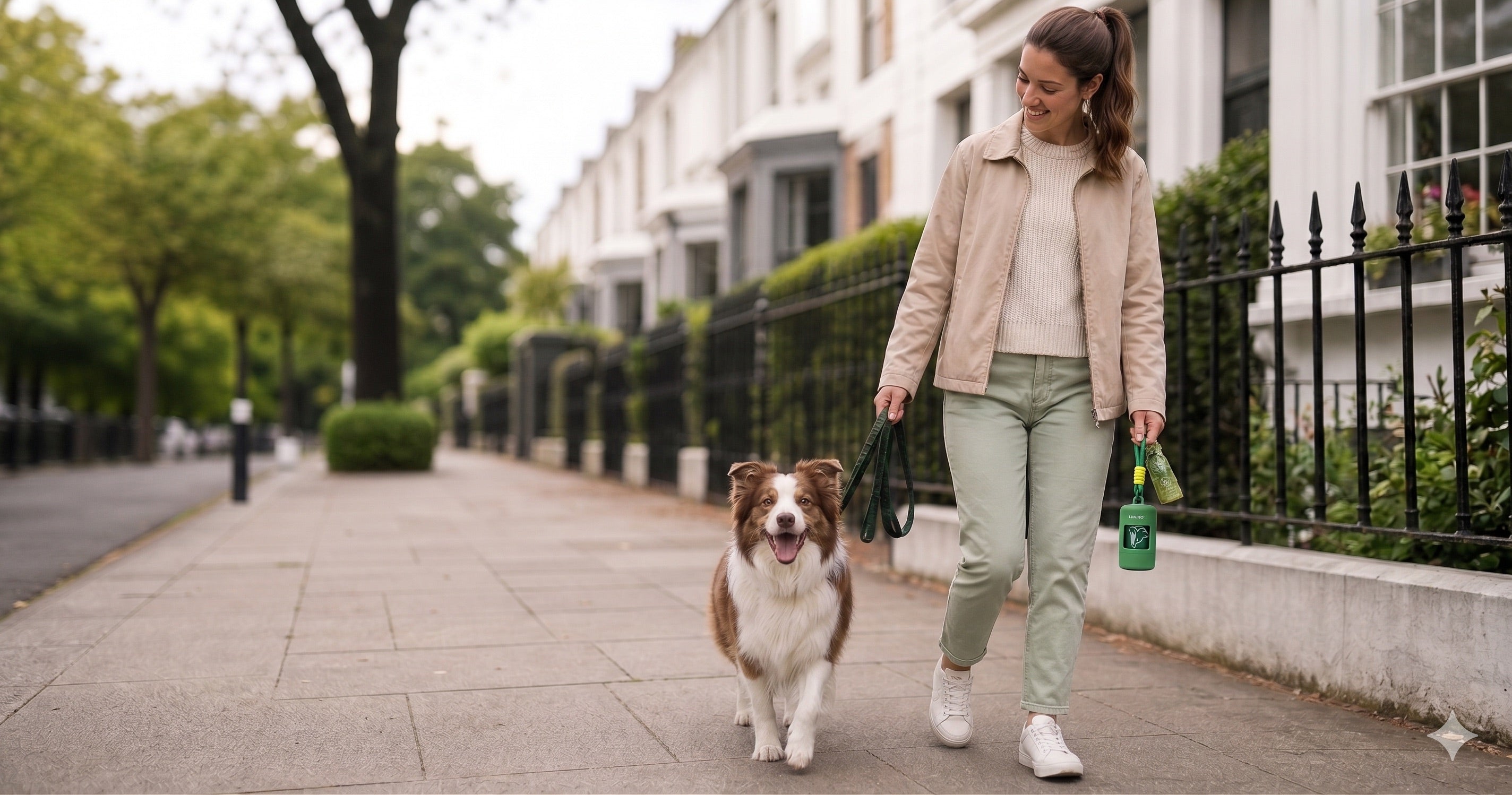 Dog walk with LUNIRO cleanup essentials