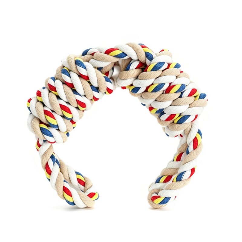 Multicolor Dog Tug of War Cotton Rope Knot Toy image 2