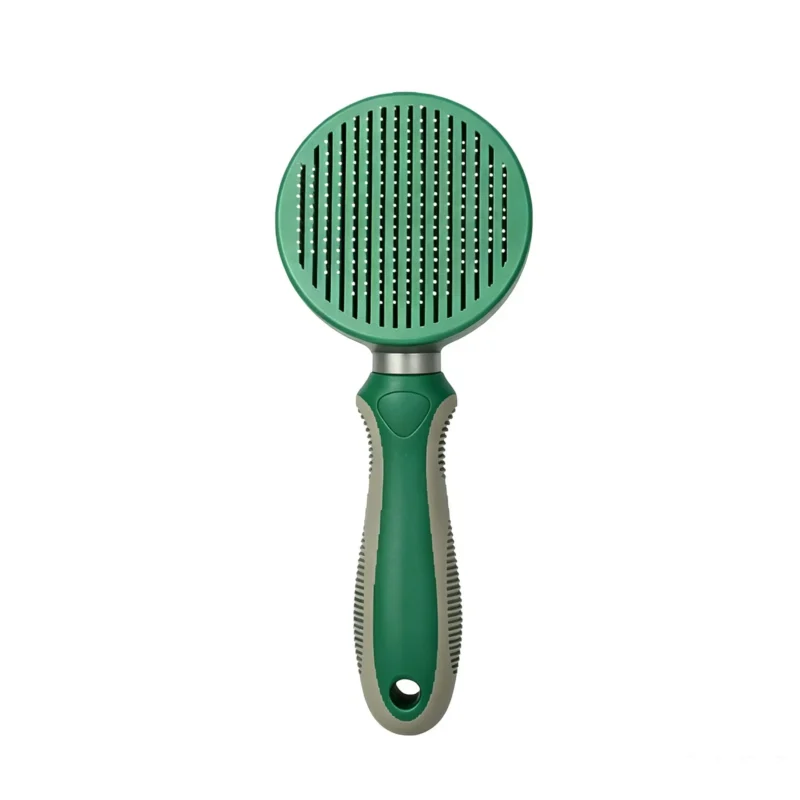 7 Pet Self-Cleaning Slicker Brush 不粘珠橄榄绿色细针耙梳.webp