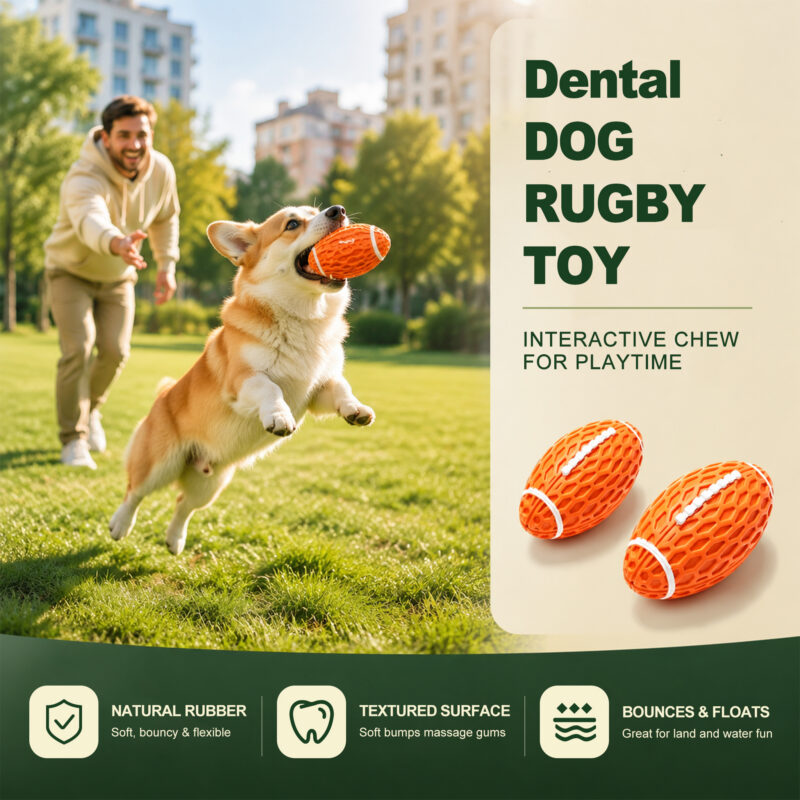 Orange Rugby Chew Toy for Dogs