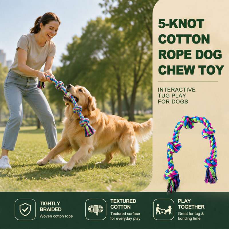 主图1 拷贝 Five-Knot Cotton Rope Toy for Dogs