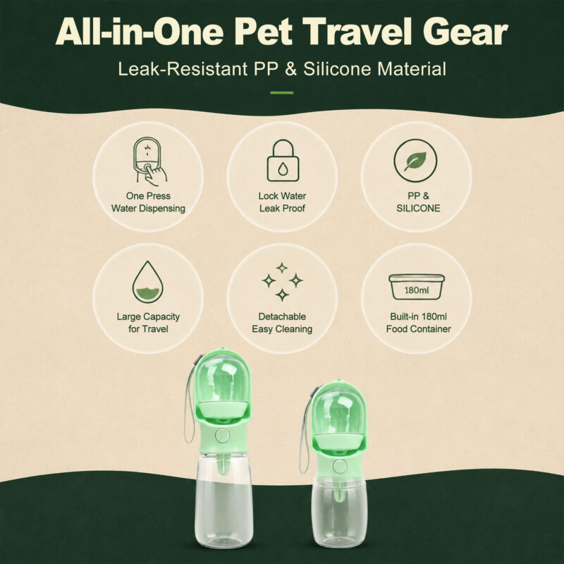 Portable Pet Water Bottle with Food Container