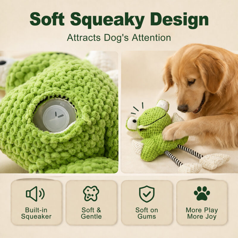 Dog Plush Squeaky Frog Toy