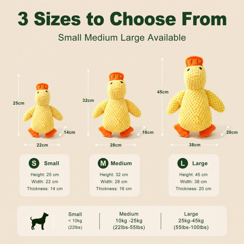 Yellow Dog Plush Squeaky Companion Duck