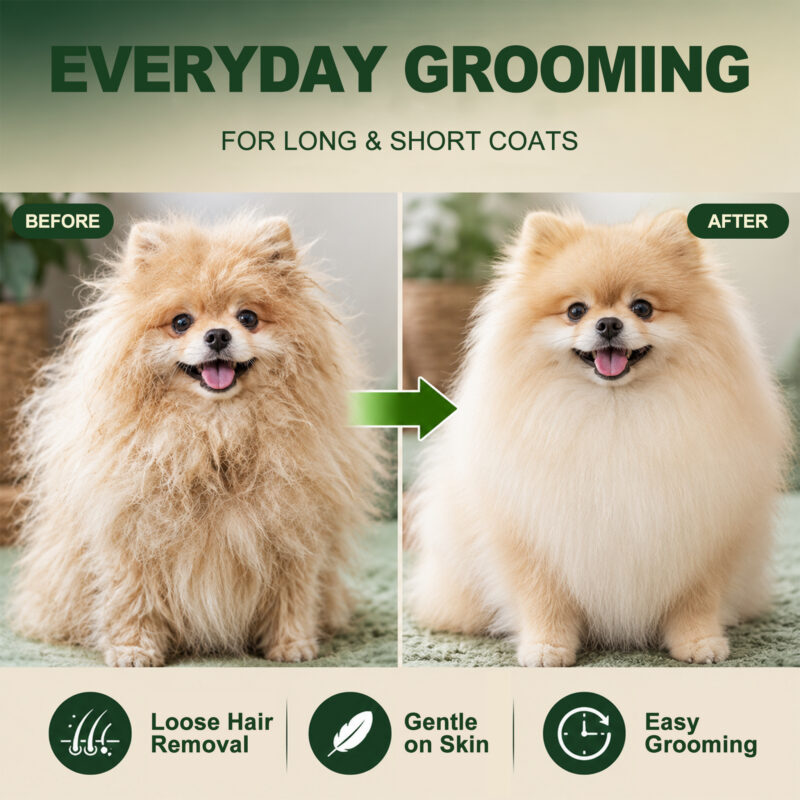Bamboo-Style Self-Cleaning Grooming Brush for Pets