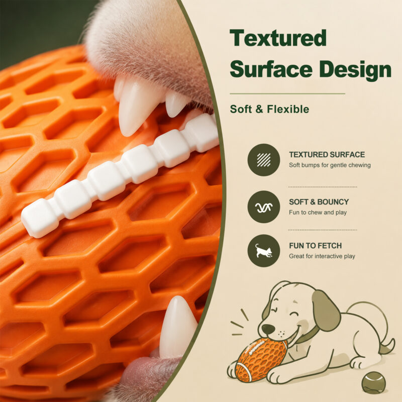 Orange Rugby Chew Toy for Dogs