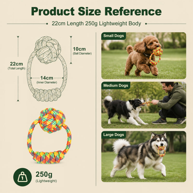 Cotton Rope Ball with Handle for Dogs