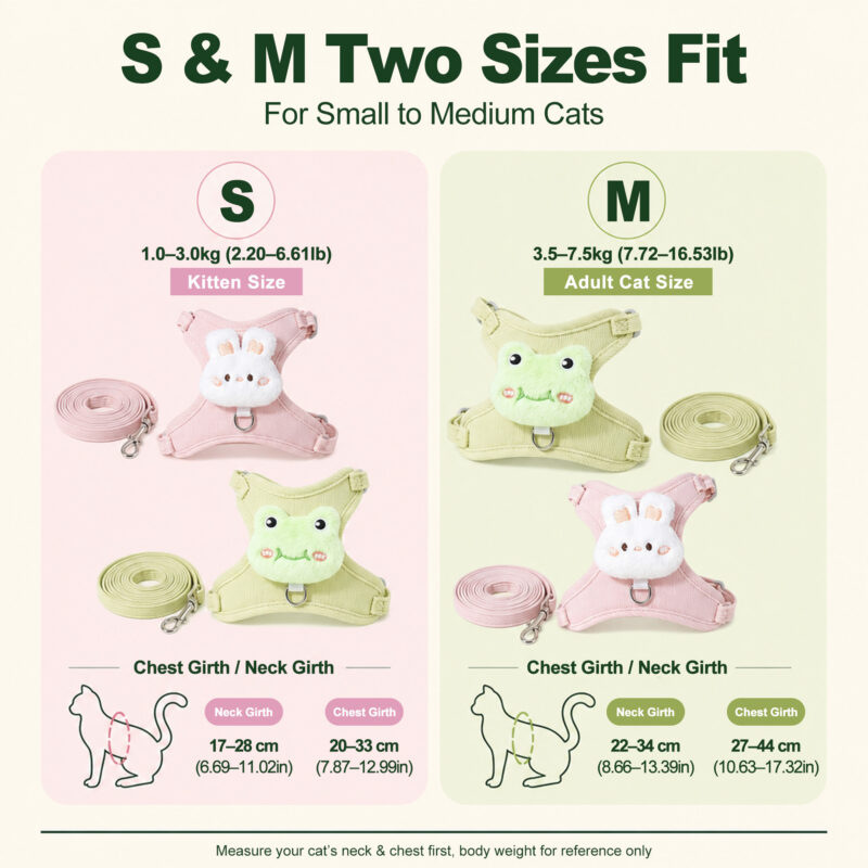 Soft Corduroy Cat Harness and Lead Set