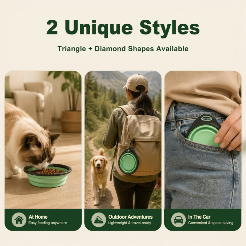 Portable Foldable Pet Feeding Bowl Triangle Rhombus