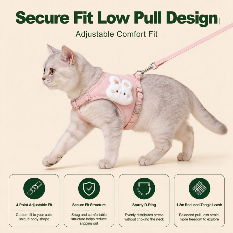 Soft Corduroy Cat Harness and Lead Set