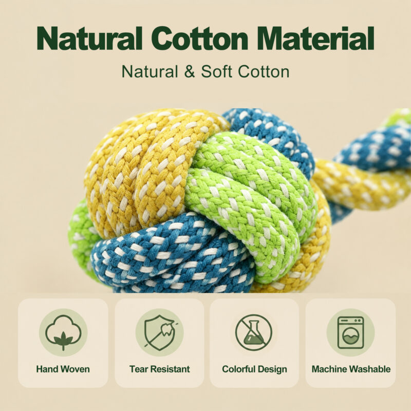 Colorful Dog Cotton Rope Dumbbell Ball Toy